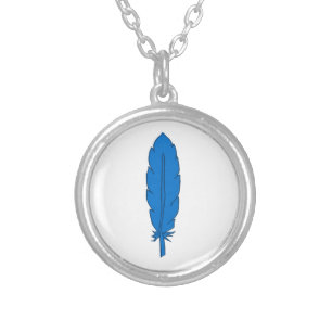 SCA Clan Blue Feather Silver Plated Necklace