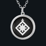 SCA Order of the Mark Silver Plated Necklace<br><div class="desc">"(Tinctureless) A set of nesting scale weights within and conjoined to a mascle fleury at upper point." Colors (shown white on black) can be changed on request.</div>