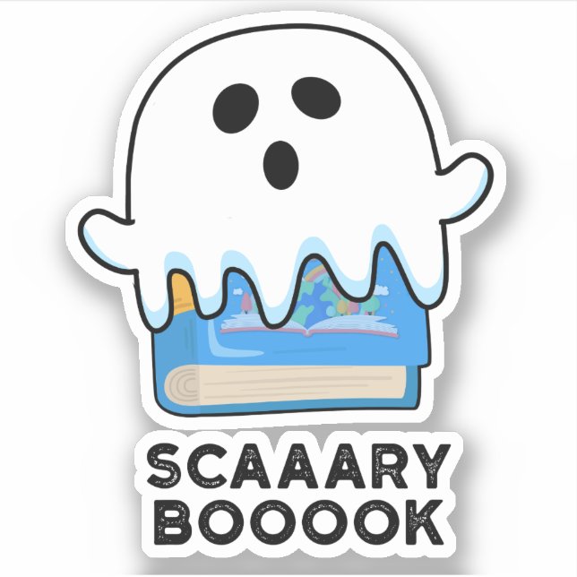 Scaaaary Booook Funny Ghost Book Pun  Sticker (Front)