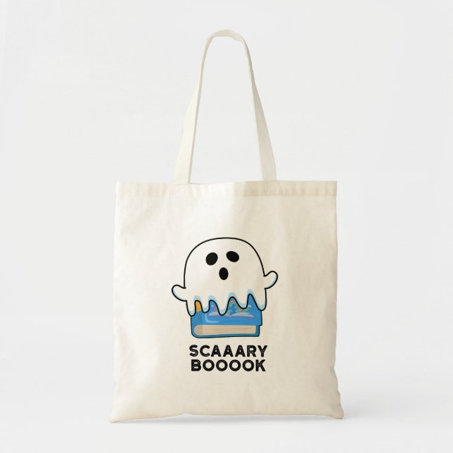 Scaaaary Booook Funny Ghost Book Pun  Tote Bag (Front)