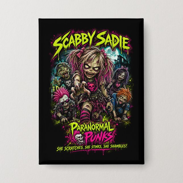 Scabby Sadie – Paranormal Punks Button (Front)