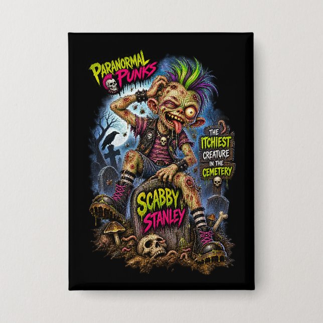 Scabby Stanley – Paranormal Punks Button (Front)