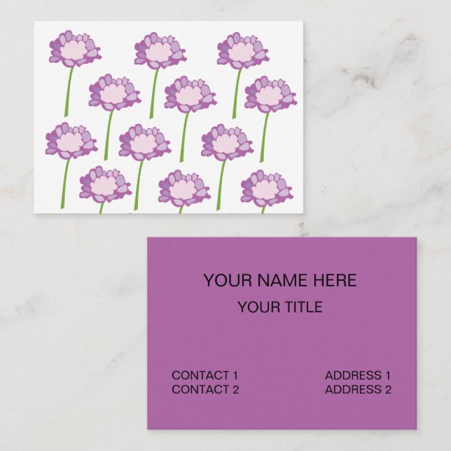 Scabiosa Purple Pincushion Flower Floral Business Card (Front/Back)