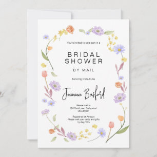 Scabiosa Wildflower Bridal Shower by mail Invitation