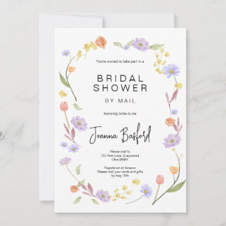 Scabiosa Wildflower Bridal Shower by mail Invitation