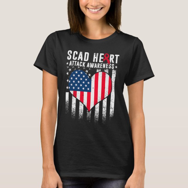 SCAD Heart Attack Survivor Recovery Warrior Awaren T-Shirt (Front)