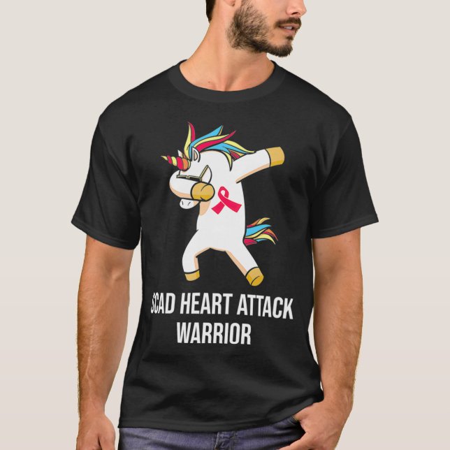 SCAD Heart Attack Survivor Unicorn Warrior Awarene T-Shirt (Front)