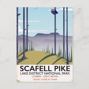 Scafell Pike, Cumbria, Vintage travel poster Postcard