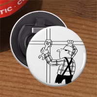 Scaffolder with Scaffolding. Construction Worker Bottle Opener