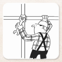 Scaffolder with Scaffolding Square Paper Coaster