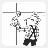 Scaffolder with Scaffolding Square Sticker