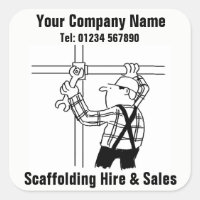 Scaffolding Hire & Sales Cartoon Square Sticker
