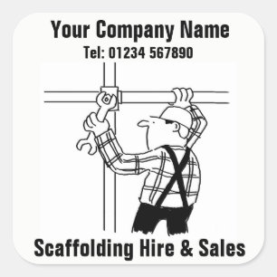 Scaffolding Hire & Sales Cartoon Square Sticker