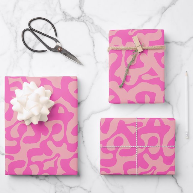 Scala Media Abstract Pink Modern Preppy Pattern Wrapping Paper Sheets (Front)