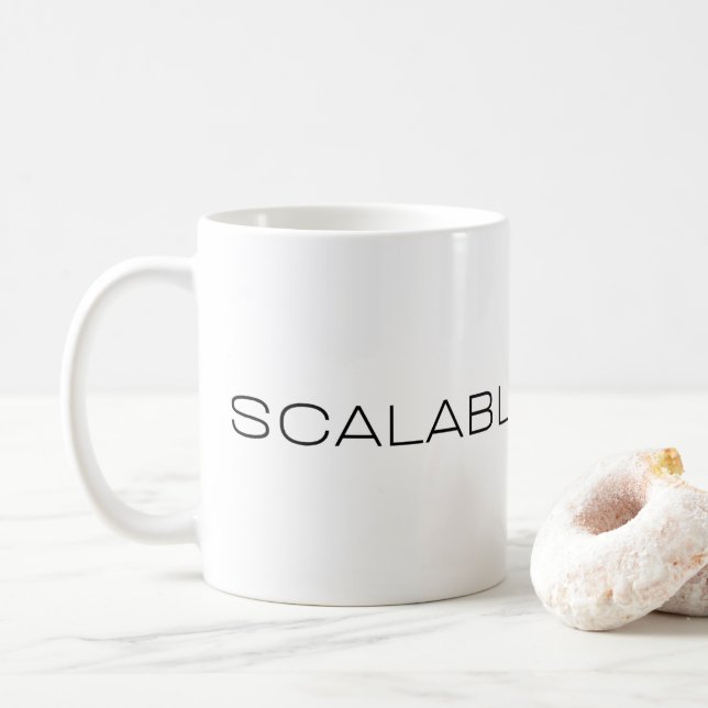 Scalable Silence Corporate Irony Minimalist  Coffee Mug (With Donut)