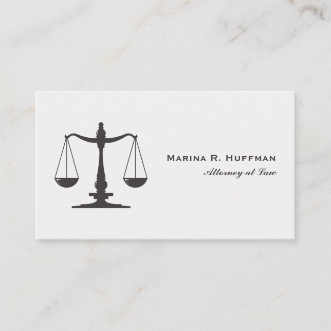 Scale of Justice gray Attorney   Professional Business Card (Front)