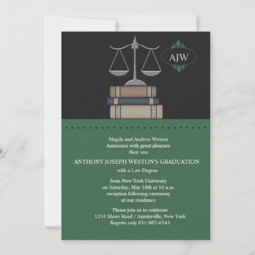 Scale of Justice Green, Law School Invitation