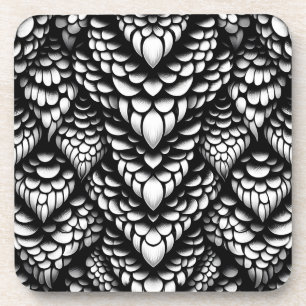 Scale Pattern Cork Back Hard Plastic Coaster Set