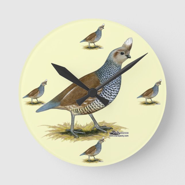 Scaled Quail Round Clock (Front)