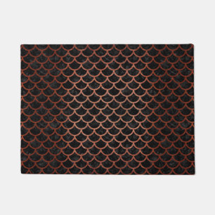 SCALES1 BLACK MARBLE & COPPER BRUSHED METAL DOORMAT
