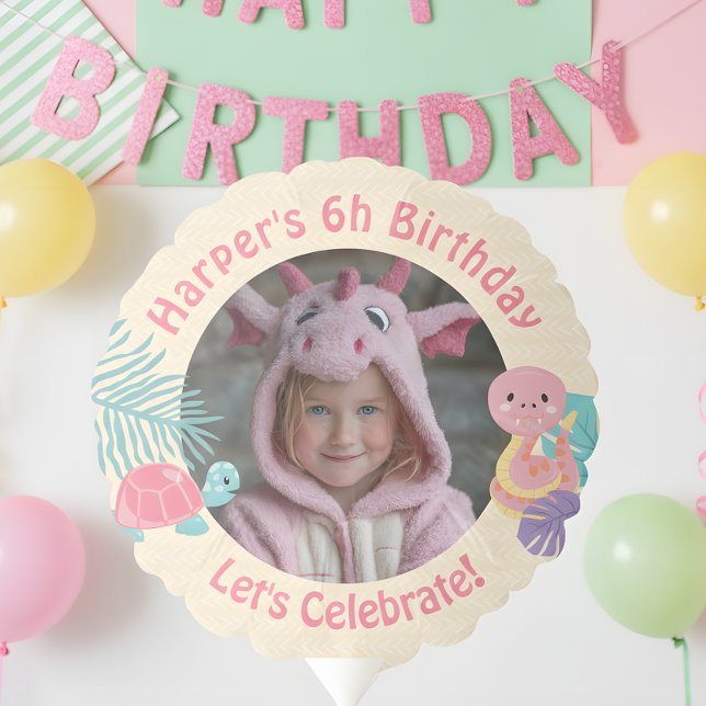 Scales and Tails Girl's Reptile Birthday  Balloon (You'll be “swamped” for guests with our scales and tails girl's reptile birthday party supplies! )