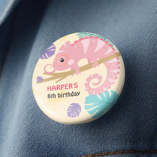 Scales and Tails Girl's Reptile Birthday Button