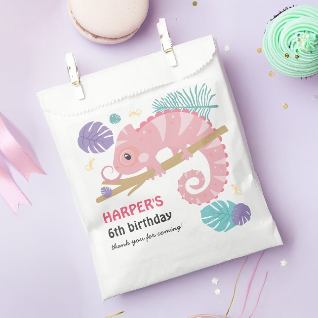 Scales and Tails Girl's Reptile Birthday  Favor Bag (You'll be “swamped” for guests with our scales and tails girl's reptile birthday party supplies! )