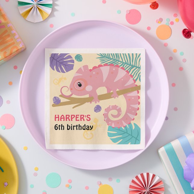 Scales and Tails Girl's Reptile Birthday  Napkins (Creator Uploaded)