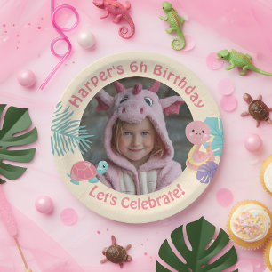 Scales and Tails Girl's Reptile Birthday  Paper Plates