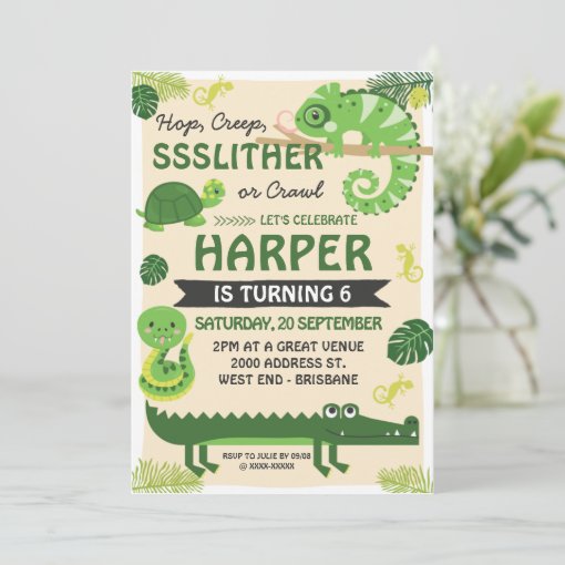 Scales and Tails Reptile Birthday Invitation Zazzle