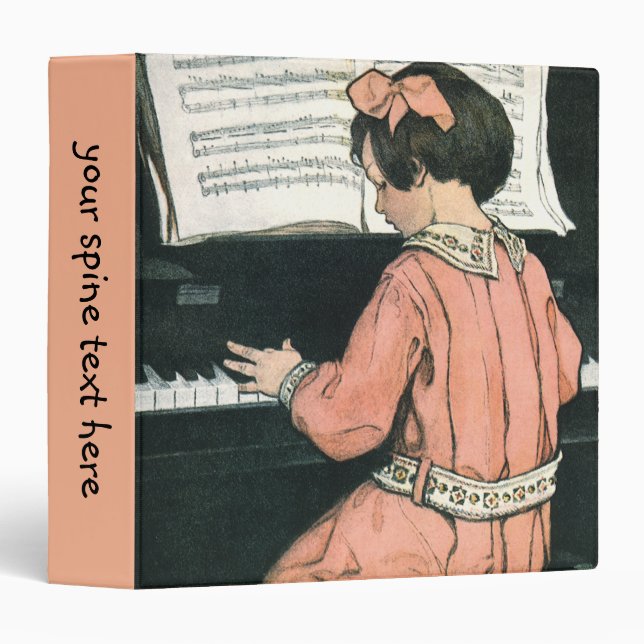 Scales by Jessie Willcox Smith, Piano Music Girl 3 Ring Binder (Front/Spine)