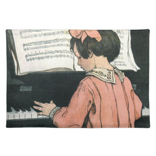 Scales by Jessie Willcox Smith Piano Music Girl Cloth Placemat