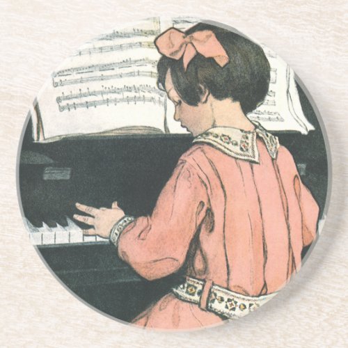 Scales by Jessie Willcox Smith Piano Music Girl Coaster