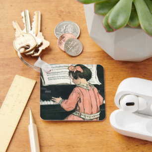 Scales by Jessie Willcox Smith, Piano Music Girl Keychain