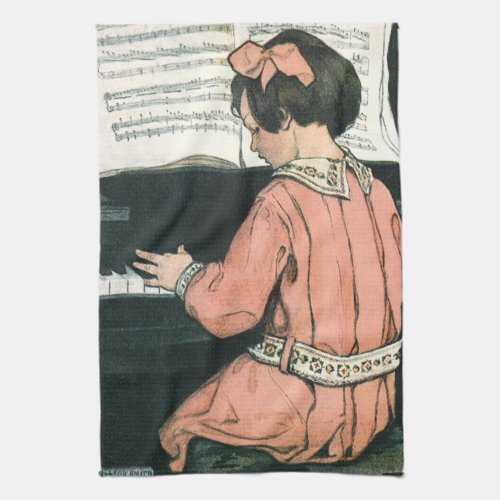 Scales by Jessie Willcox Smith Piano Music Girl Kitchen Towel