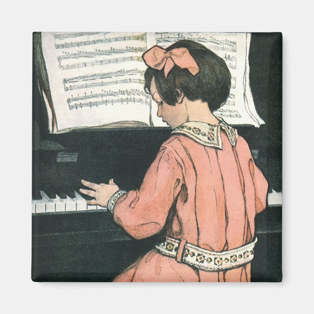 Scales by Jessie Willcox Smith, Piano Music Girl Magnet (Front)