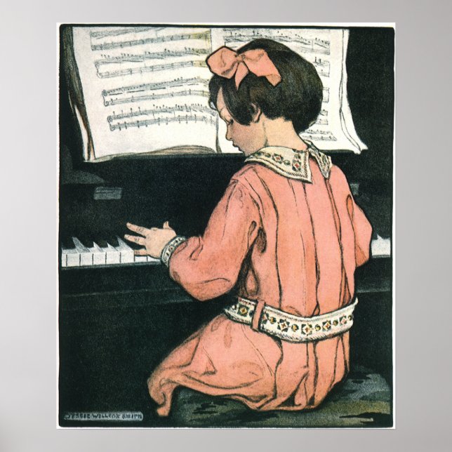 Scales by Jessie Willcox Smith, Piano Music Girl Poster (Front)
