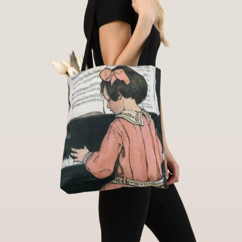 Scales by Jessie Willcox Smith Piano Music Girl Tote Bag