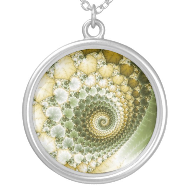 Scales Fractal Art Silver Plated Necklace (Front)