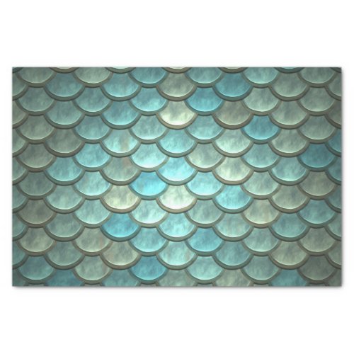 Scales in Teal and Silver Tissue Paper