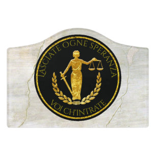 Scales Justice Fresco Your Text Door Sign