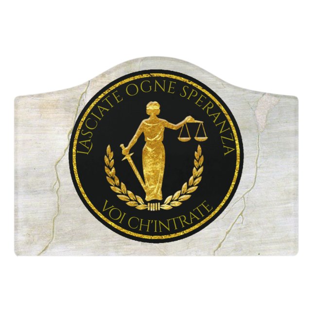 Scales Justice Fresco Your Text Door Sign (Small Crest Front)