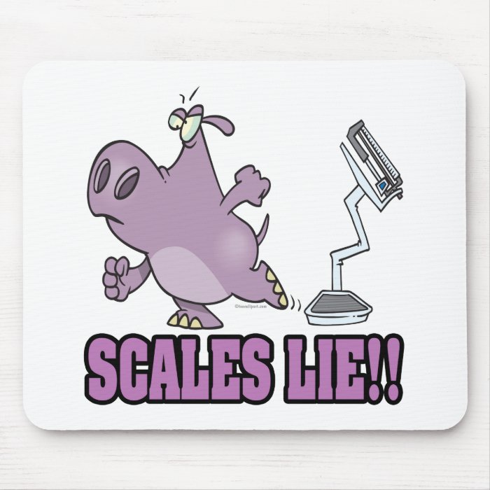 scales lie mad hippo diet humor cartoon mouse pad