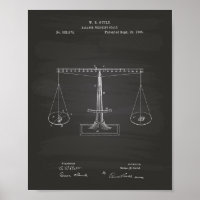 Scales of Justice 1885 Patent Art - Chalkboard