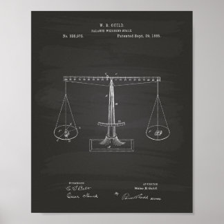 Scales of Justice 1885 Patent Art - Chalkboard Poster