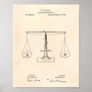Scales of Justice 1885 Patent Art - Old Peper Poster