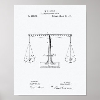 Scales of Justice 1885 Patent Art - White Paper Poster