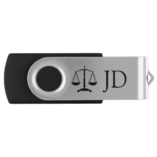 Scales of Justice and Initial USB Flash Drive