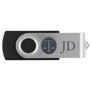 Scales of Justice and Initials USB Flash Drive