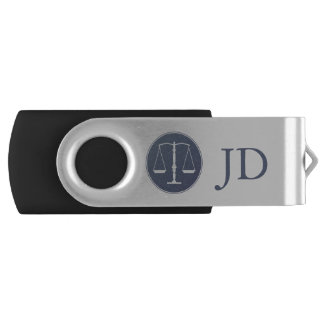 Scales of Justice and Initials USB Flash Drive